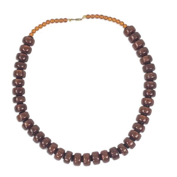 Alternate image for Eco Friendly Recycled Plastic Dark Brown Beaded Necklace Peaceful Calm