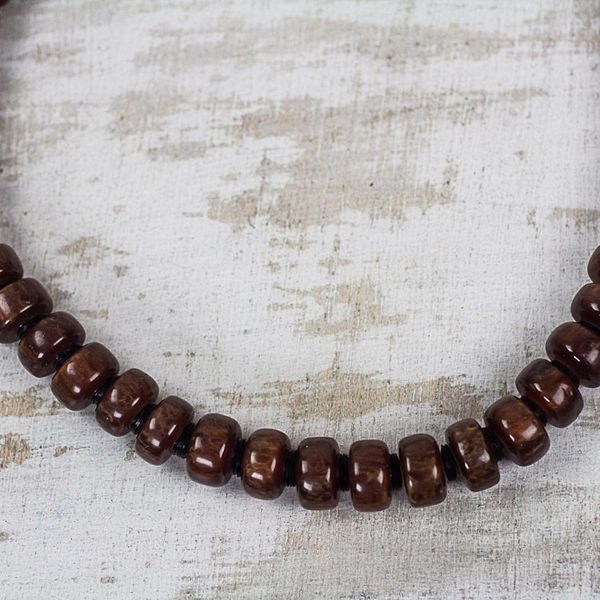 Alternate image for Eco Friendly Recycled Plastic Dark Brown Beaded Necklace Peaceful Calm