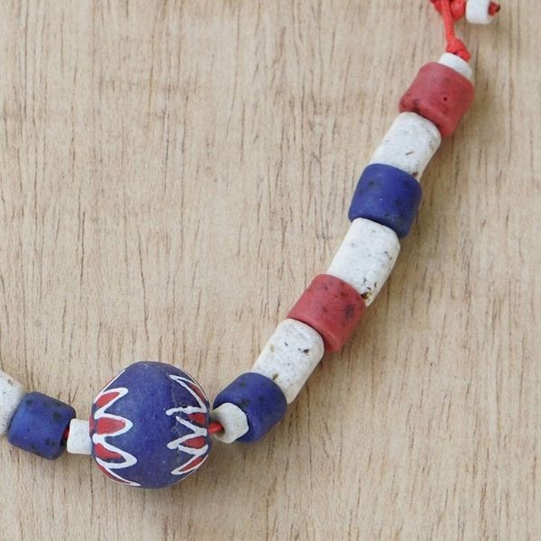 Alternate image for Blue and Red Recycled Glass Beaded Necklace Love Fest