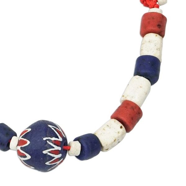 Alternate image for Blue and Red Recycled Glass Beaded Necklace Love Fest