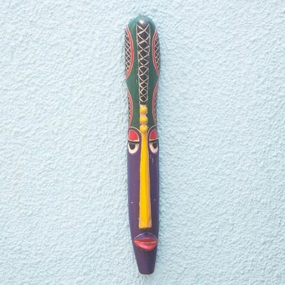 Alternate image for Colorful Sese Wood Mask from Ghana Shine On