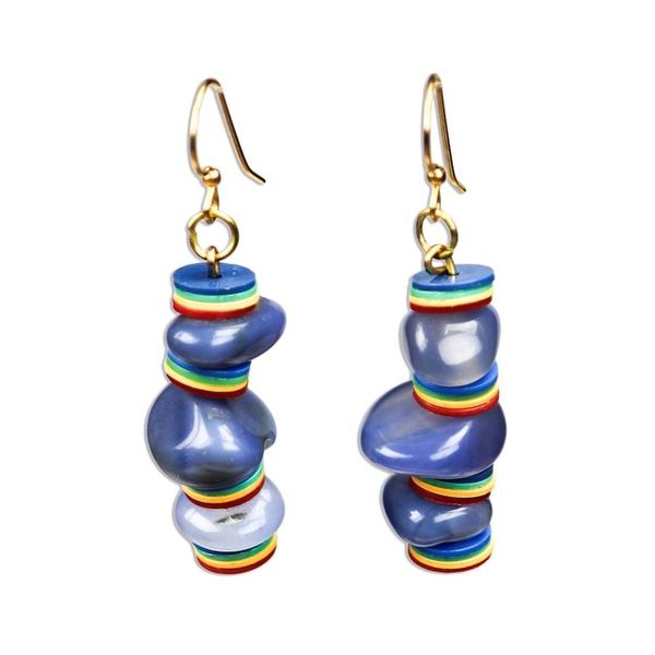 Alternate image for Colorful Recycled Plastic and Glass Earrings Cheerful Oasis