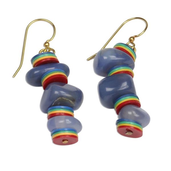 Alternate image for Colorful Recycled Plastic and Glass Earrings Cheerful Oasis