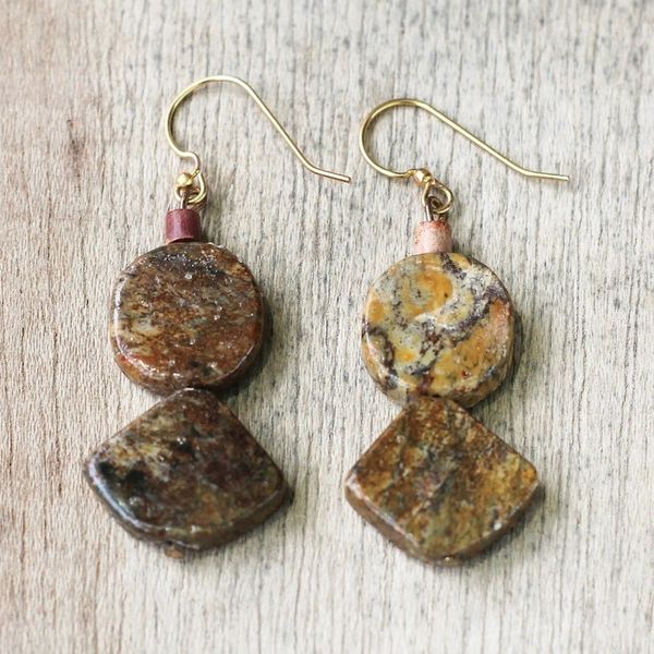 Alternate image for Natural Soapstone Dangle Earrings from Ghana Earth Celebration