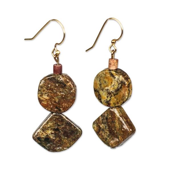 Alternate image for Natural Soapstone Dangle Earrings from Ghana Earth Celebration