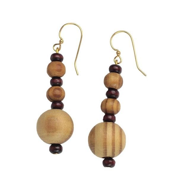 Alternate image for Wood and Recycled Plastic Dangle Earrings from Ghana Beautiful Grain