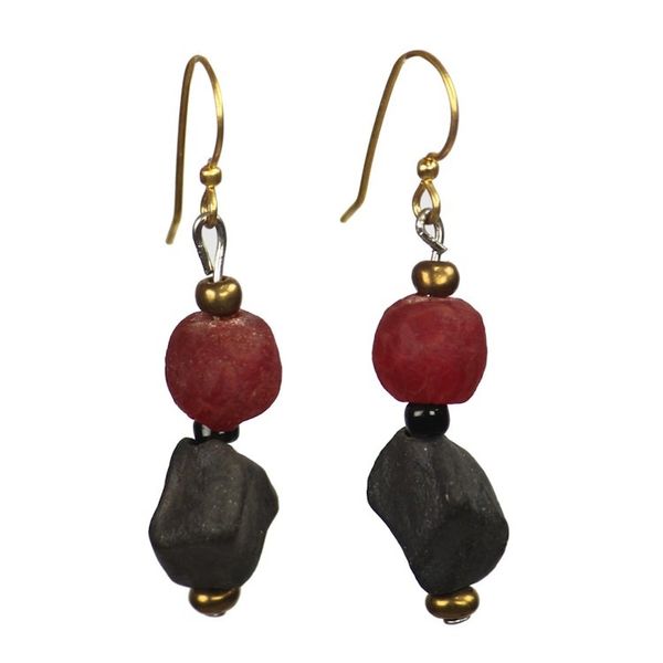 Alternate image for Recycled Glass and Ceramic Beaded Dangle Earrings Power Stones