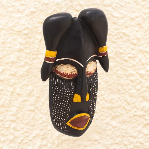 Alternate image for African Wood Mask with Embossed Aluminum from Ghana Mighty Horns