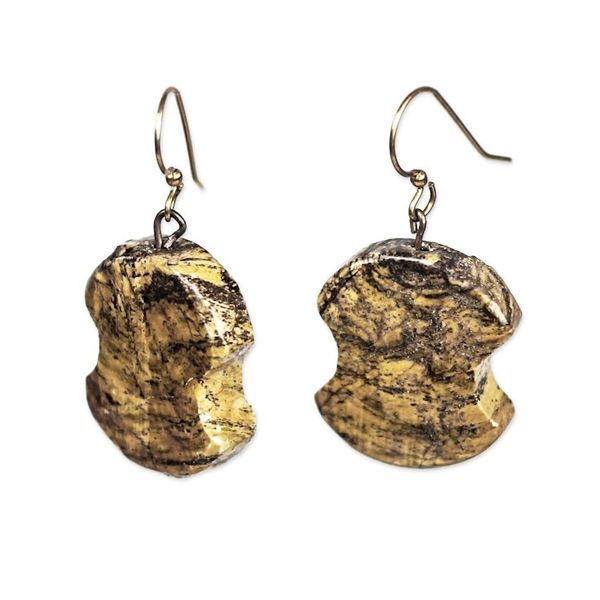 Alternate image for Carved Soapstone Dangle Earrings from Ghana Natural Obaapa