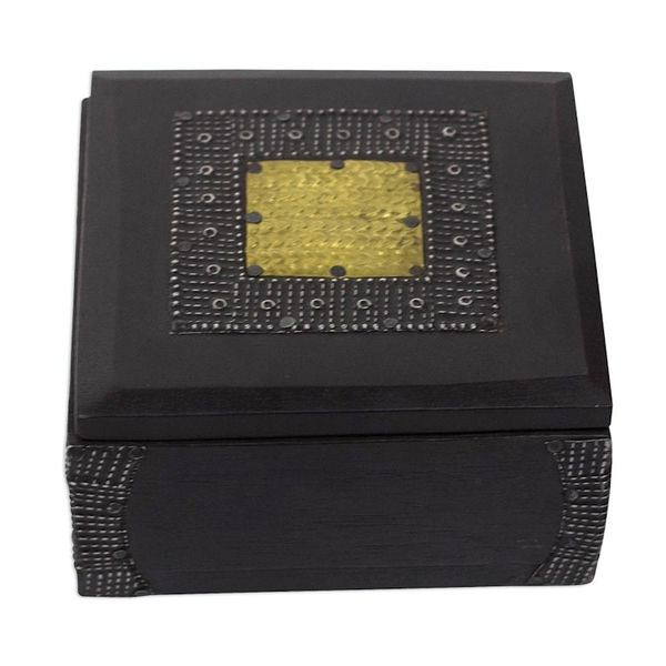 Alternate image for Sese Wood Aluminum and Brass Decorative Box from Ghana Royal Keeper