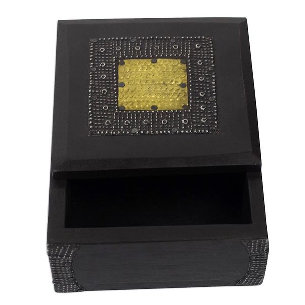 Alternate image for Sese Wood Aluminum and Brass Decorative Box from Ghana Royal Keeper