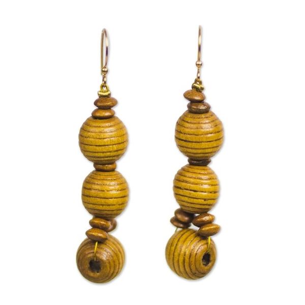 Alternate image for Handmade Wood Beaded Dangle Earrings from Ghana Abide