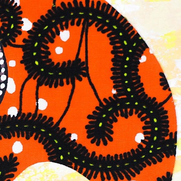 Alternate image for Signed Cotton Accented Elephant Painting in Saffron Saffron Elephant