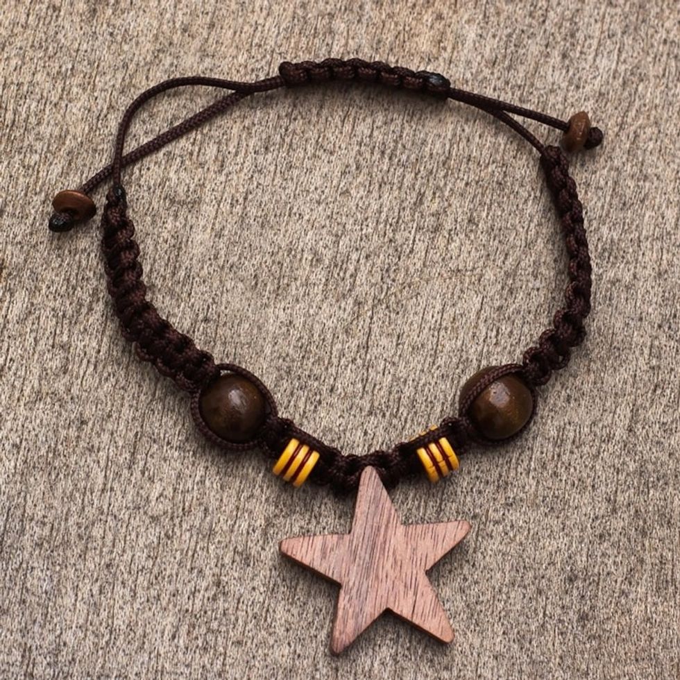 Hand Made Ebony Wood Star-Motif Charm Bracelet 'Star-Crossed'