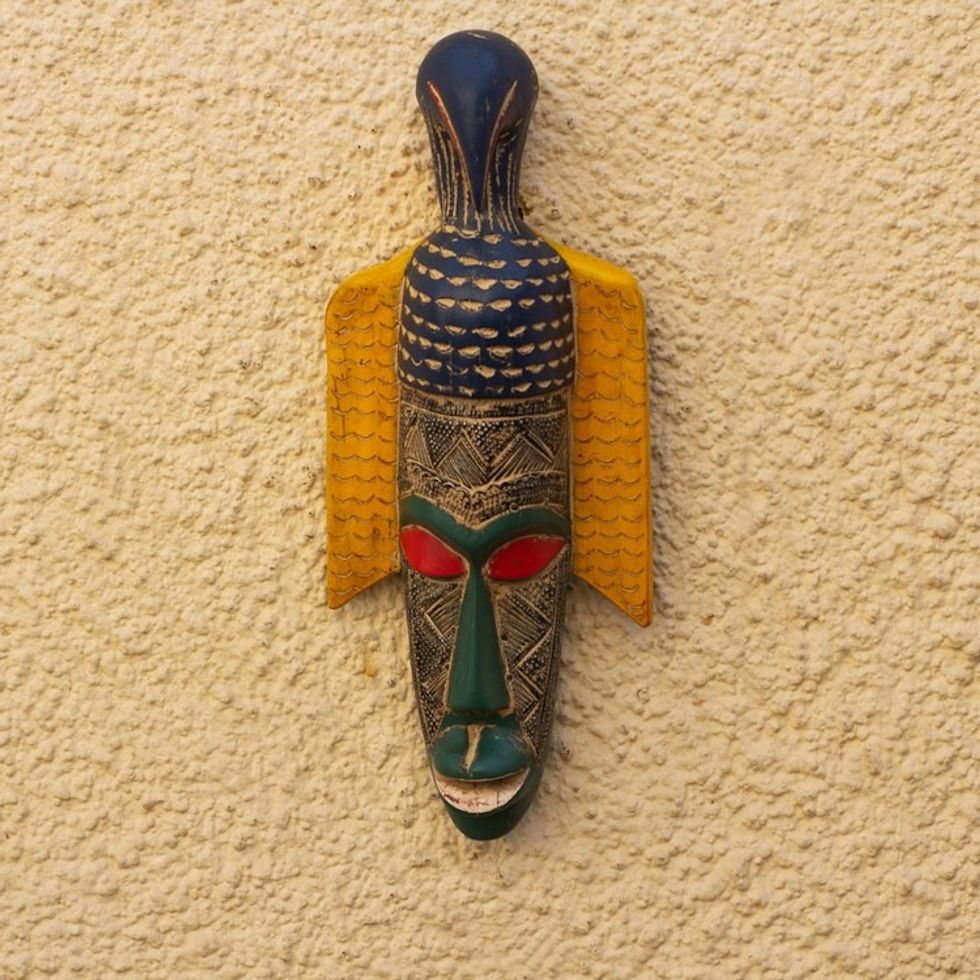 Handcrafted Bird Sese Wood Mask from Ghana 'Ganyo'