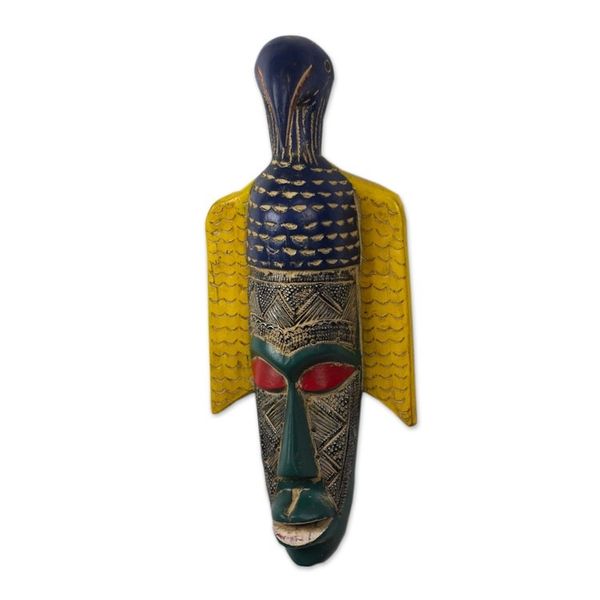 Alternate image for Handcrafted Bird Sese Wood Mask from Ghana Ganyo