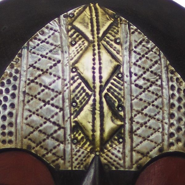 Alternate image for Round African Sese Wood Mask in Brown from Ghana Elikem Child