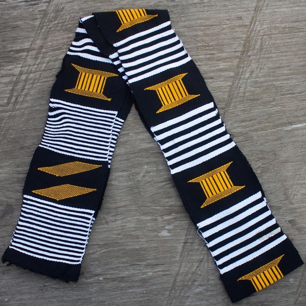African Kente Cloth Cotton Fiazikpui Scarf 1 Strip 'Seat of the King'