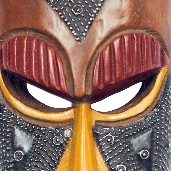 Alternate image for Heart-Pattern African Wood and Aluminum Mask from Ghana Ghanaian Love
