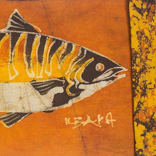 Alternate image for Hand Made Batik Cotton Mackerel Table Runner from Ghana Mackerel I