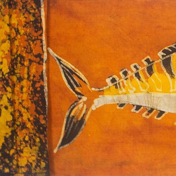 Alternate image for Hand Made Batik Cotton Mackerel Table Runner from Ghana Mackerel I