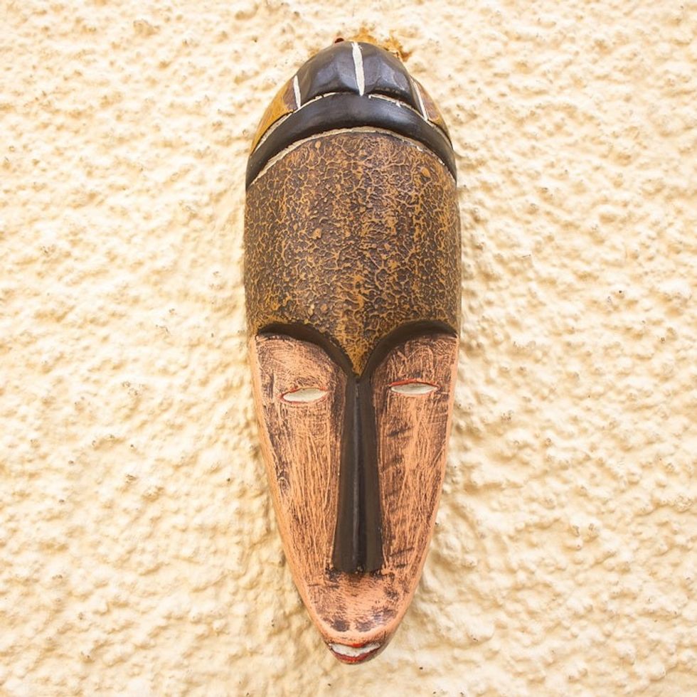 Hand Carved Sese Wood African Mask 'Ekon'
