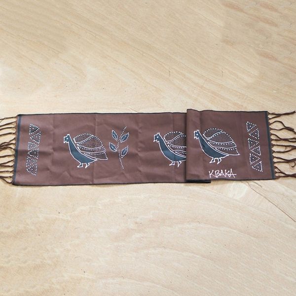 Alternate image for Hand-Painted Cotton Peacock Table Runner from Ghana Peacock Procession