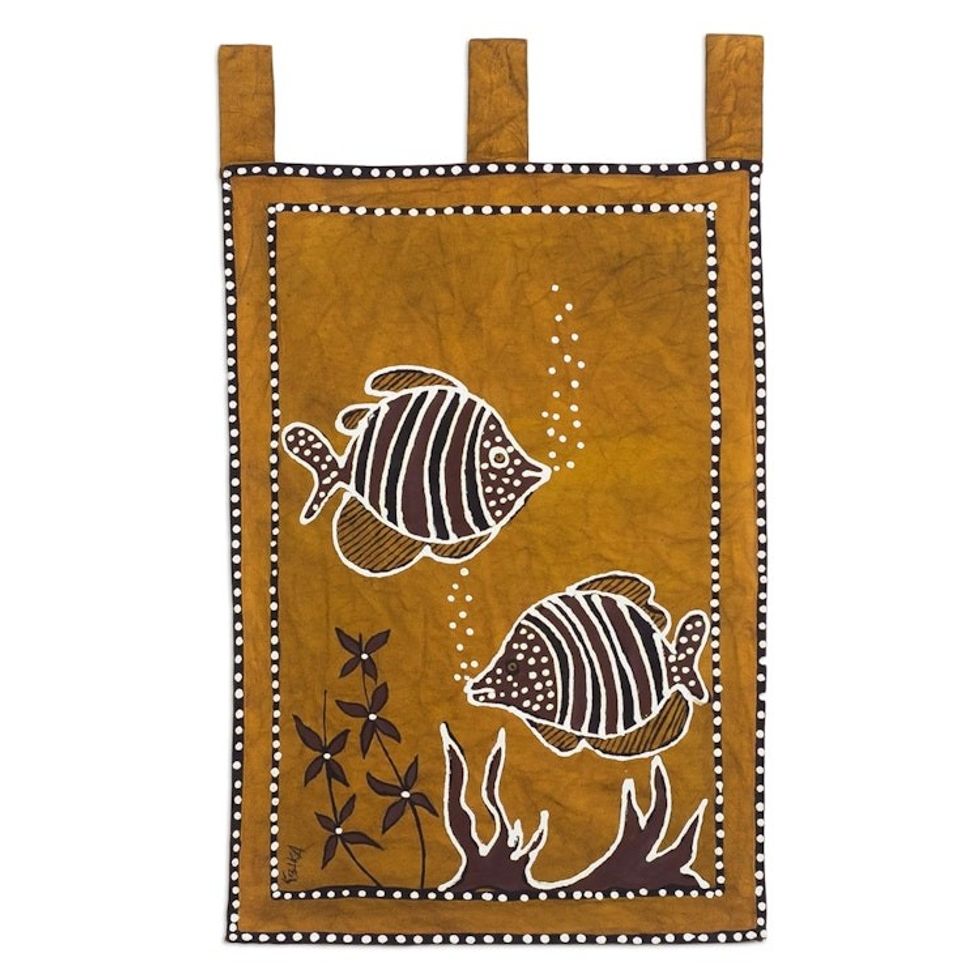 Cotton Wall Hanging with Underwater Scene 'Best friends'