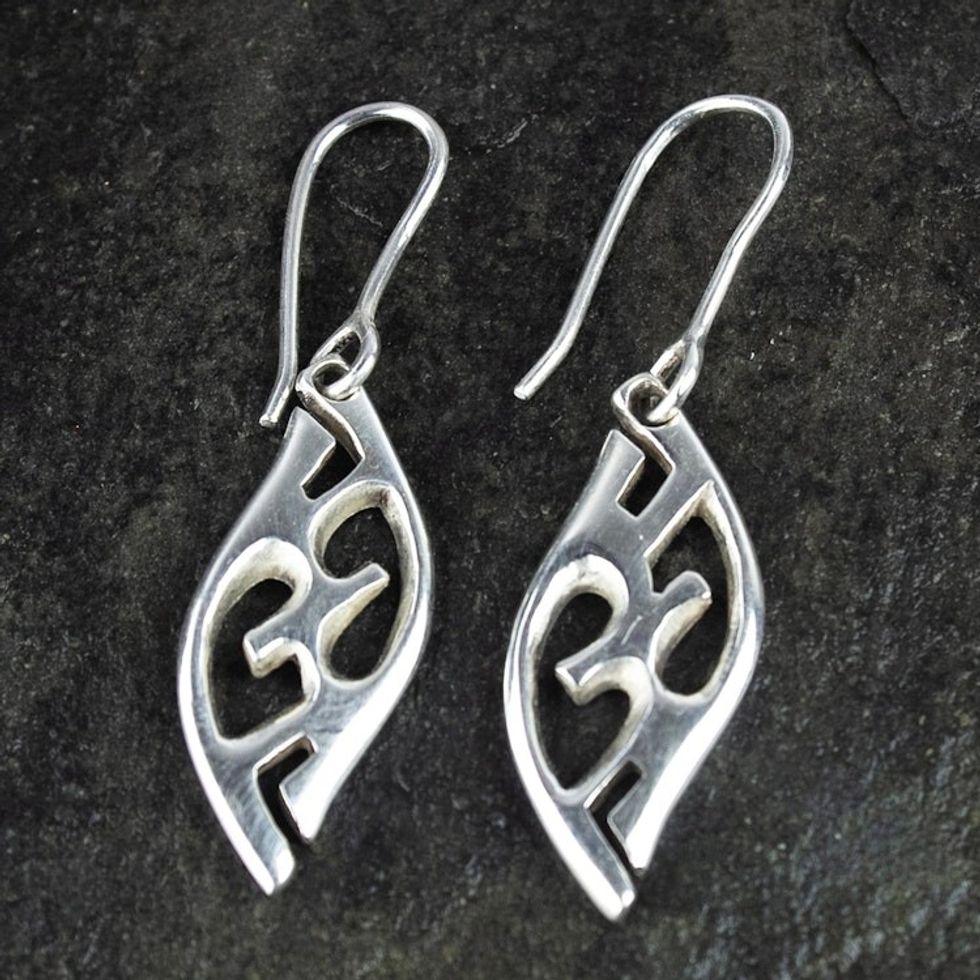 Graceful Sterling Silver Dangle Earrings 'Adom'