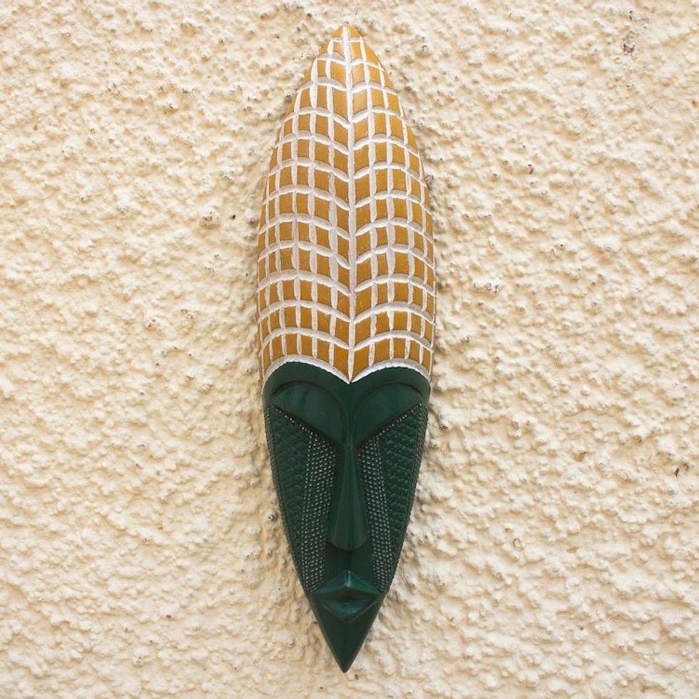Hand Crafted African Wood Mask from Ghana 'Peace and Love'