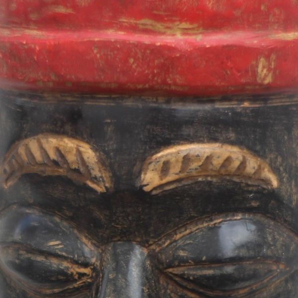 Alternate image for African Wood Mask of a King with a Red Crown from Ghana Igwe Crown