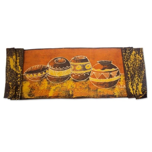 Alternate image for Hand Crafted Batik Cotton Table Runner from Ghana Beautiful Pots