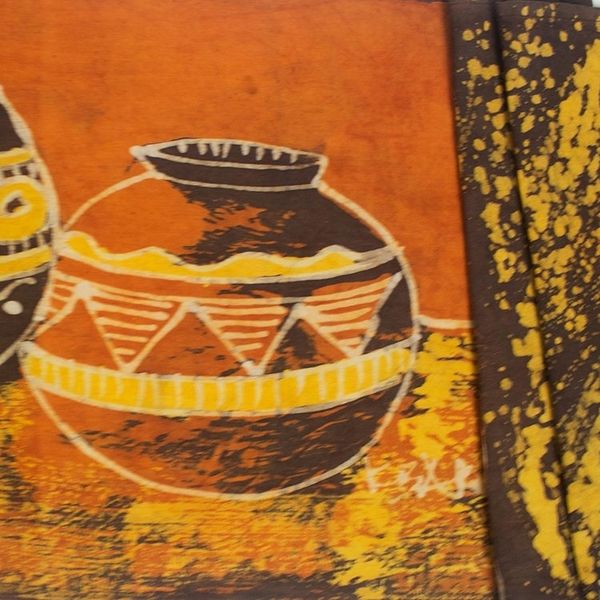 Alternate image for Hand Crafted Batik Cotton Table Runner from Ghana Beautiful Pots