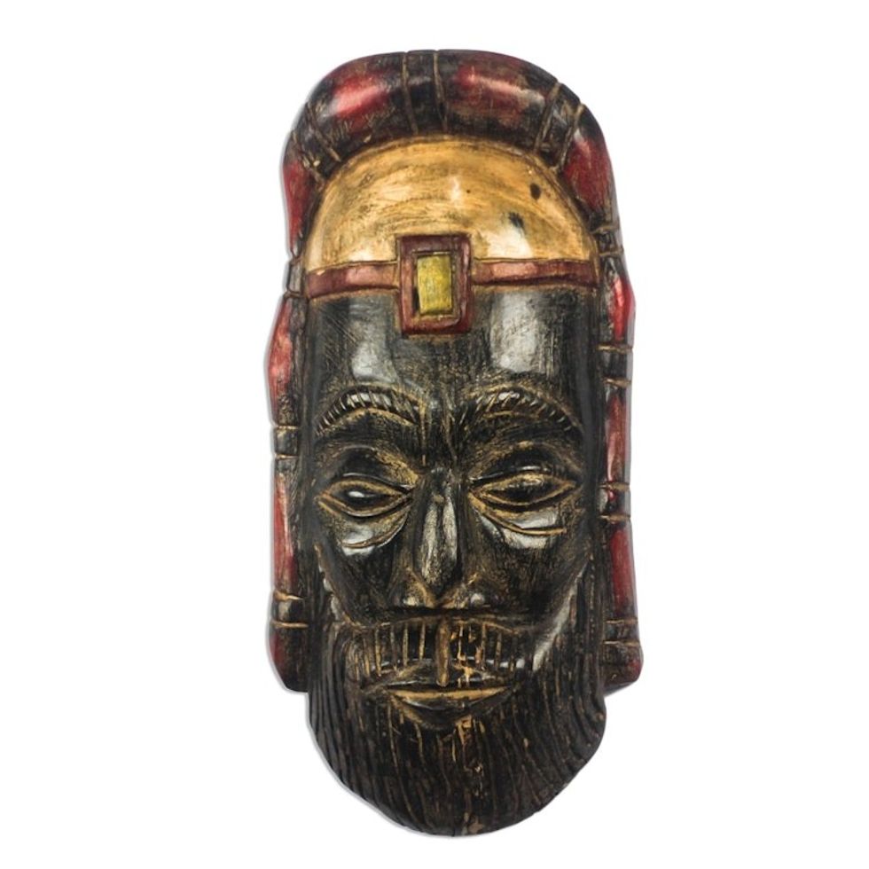 African Wood Mask of a Roman Priest from Ghana 'Priest of Rome'