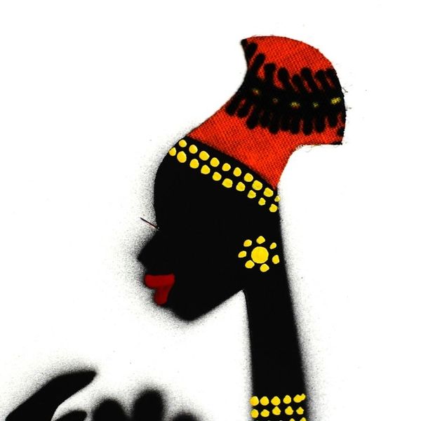 Alternate image for Signed Mixed Media Painting of an African Mother in Orange Baby Kaa Fo I