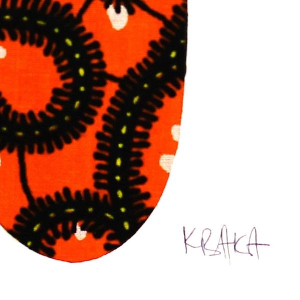 Alternate image for Signed Mixed Media Painting of an African Mother in Orange Baby Kaa Fo I