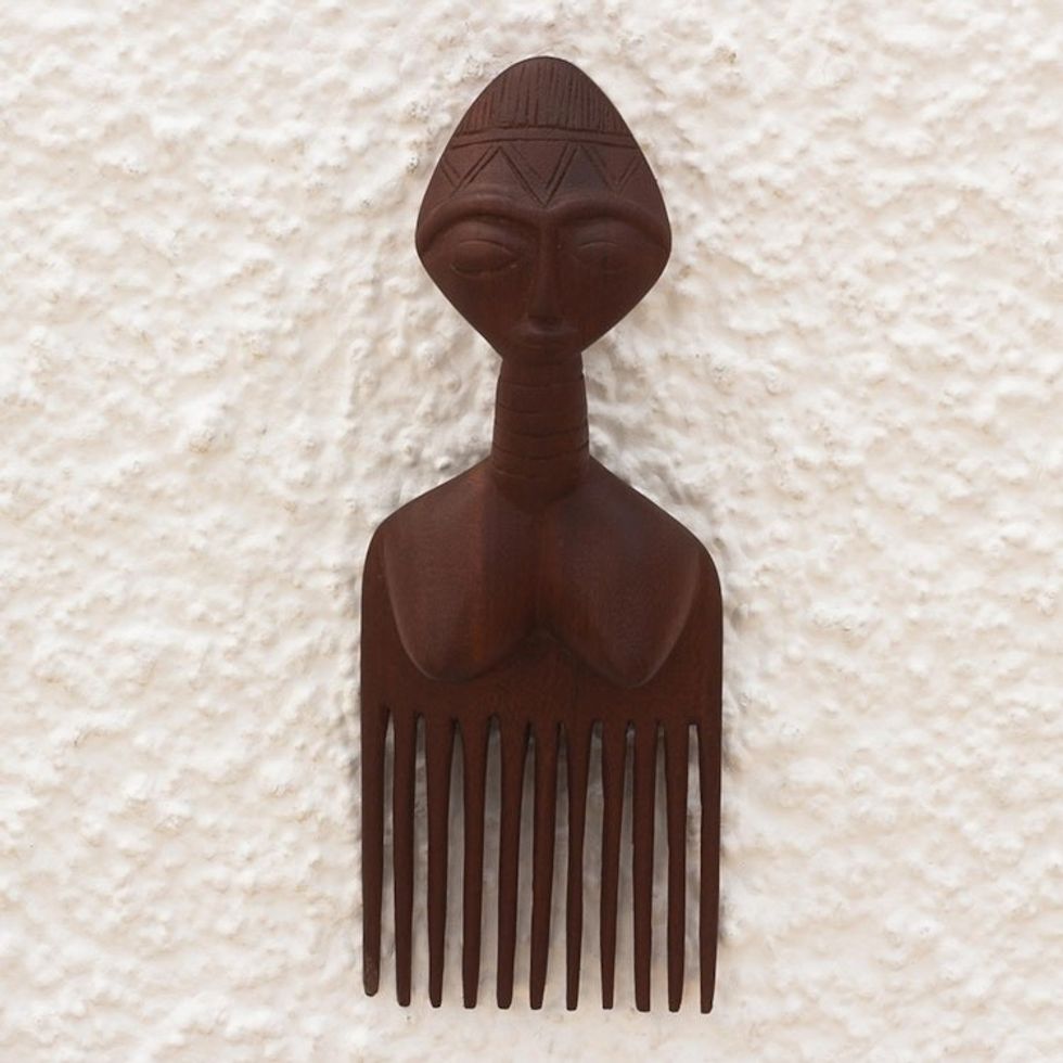 Handmade Mahogany Wood Wall Art from Ghana 'Dodzi'