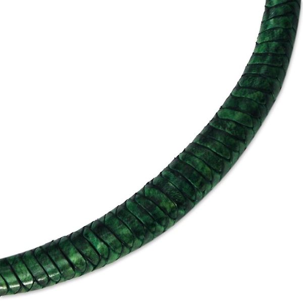Alternate image for Braided Leather Necklace in Viridian from Ghana Mpusia in Viridian