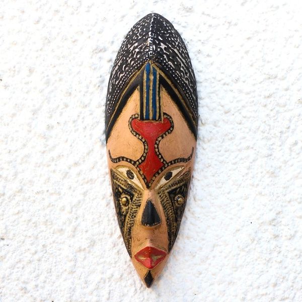 Alternate image for Rustic African Wood and Aluminum Mask from Ghana Medo