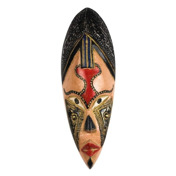 Alternate image for Rustic African Wood and Aluminum Mask from Ghana Medo