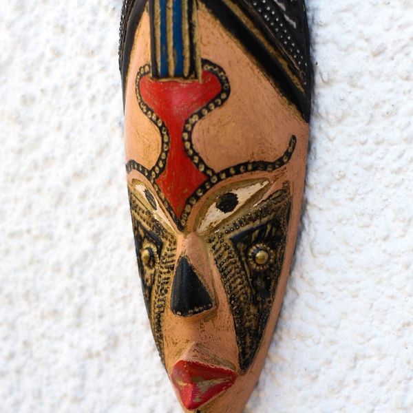 Alternate image for Rustic African Wood and Aluminum Mask from Ghana Medo