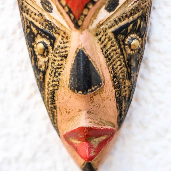 Alternate image for Rustic African Wood and Aluminum Mask from Ghana Medo