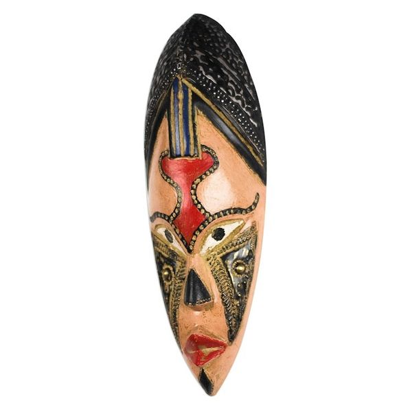 Alternate image for Rustic African Wood and Aluminum Mask from Ghana Medo
