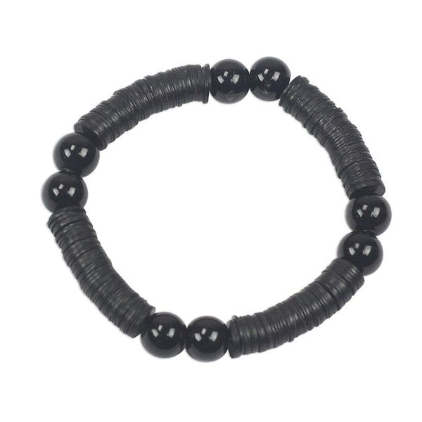Alternate image for Black Recycled Plastic Beaded Stretch Bracelet from Ghana Tutum Yefe
