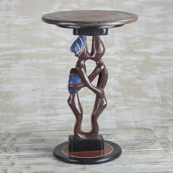 Alternate image for Cedar Wood Accent Table of Two People from Ghana Familial Love