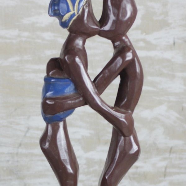 Alternate image for Cedar Wood Accent Table of Two People from Ghana Familial Love