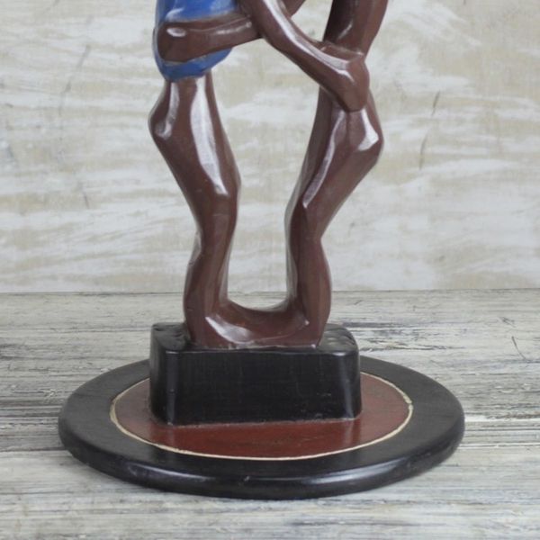 Alternate image for Cedar Wood Accent Table of Two People from Ghana Familial Love