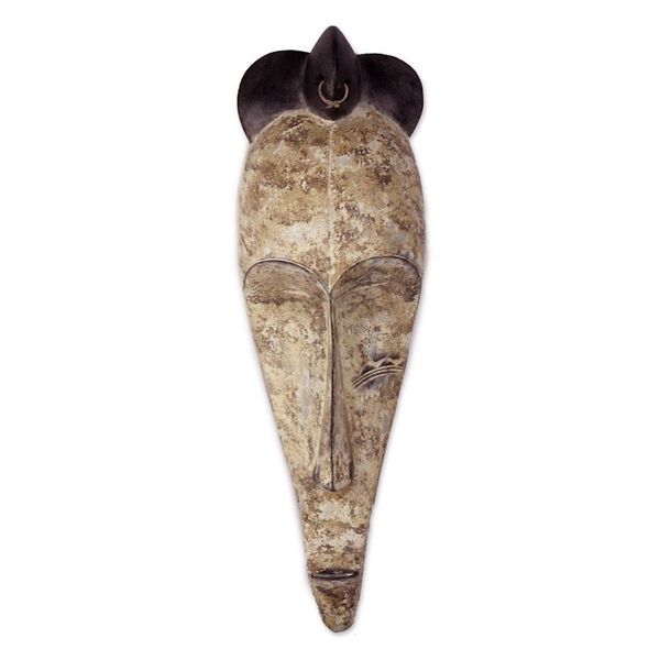 Alternate image for Original Wood Wall Mask Hand Carved in Ghana Fang Origins