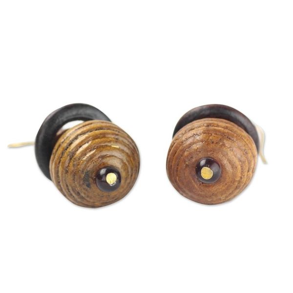Alternate image for Sese Wood and Recycled Plastic Beaded Dangle Earrings Patient Soul