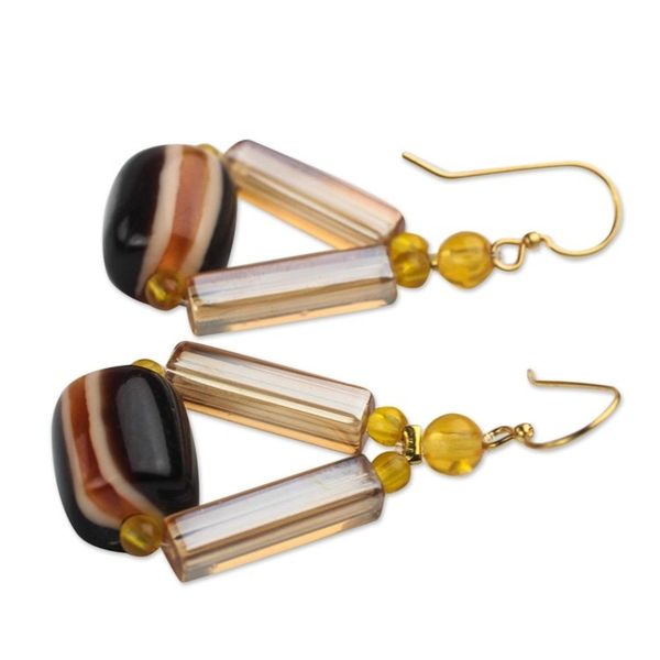 Alternate image for Triangular Recycled Plastic Dangle Earrings from Ghana Eco Triangles